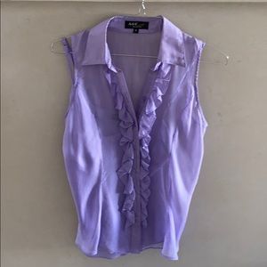 ABS lavender ruffled silk blouse size s